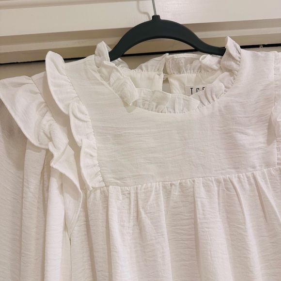 TCEC Cream Ruffle Accent Long Puff Sleeve Draping Top - Picture 3 of 7